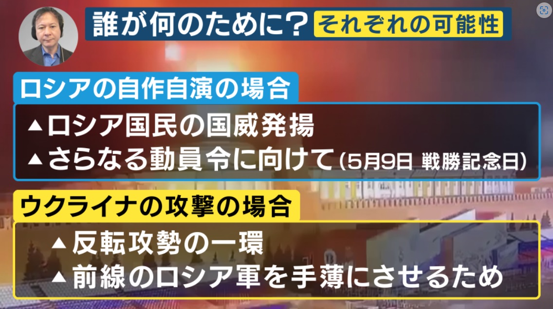 クレムリン“ドローン攻撃” ロシア自作自演の偽旗作戦、ウクライナ反転攻勢…どちらの可能性も 専門家「現状アメリカも分かっていないのでは。核使用